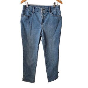 Chicos Size 1/US 8 Perfect Stretch Girlfriend Slim Leg Ankle Jeans Light Wash